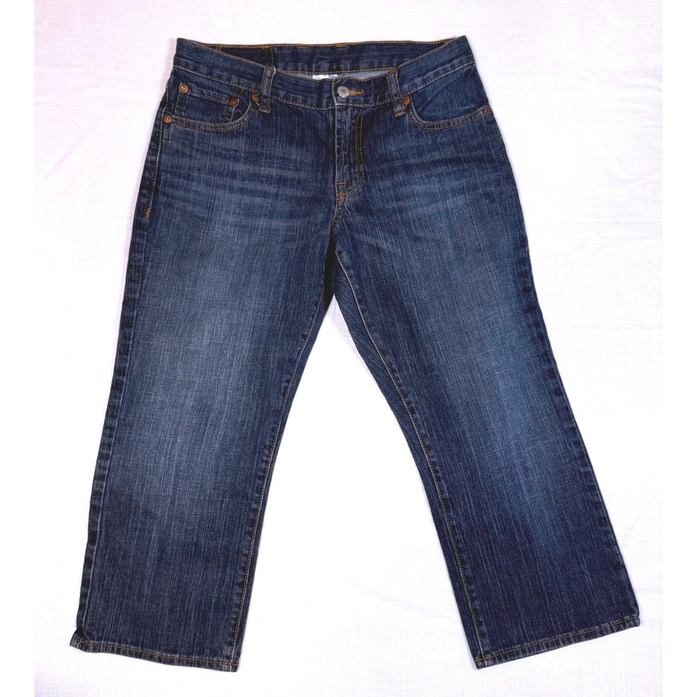 Lucky Brand Dungarees Classic Fit Crop Jeans Dark Wash‎ Size 28X22